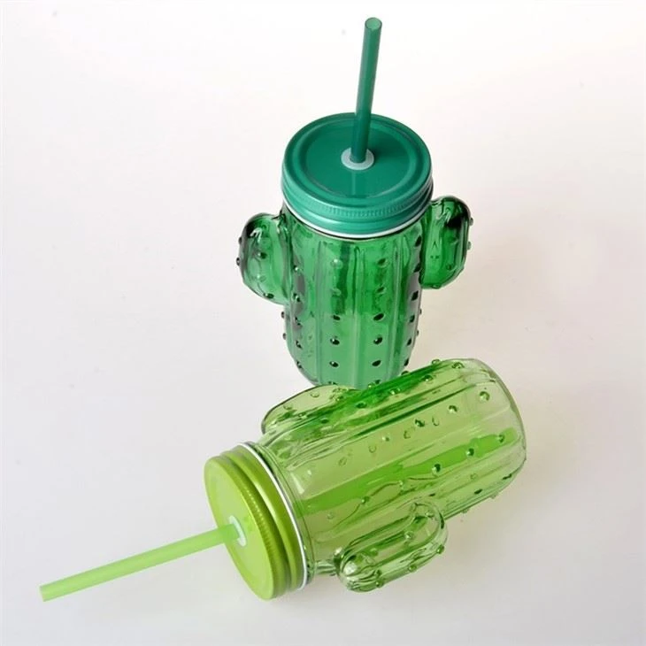 Drinking Jar Glasses With Lid Glass Cactus Jar