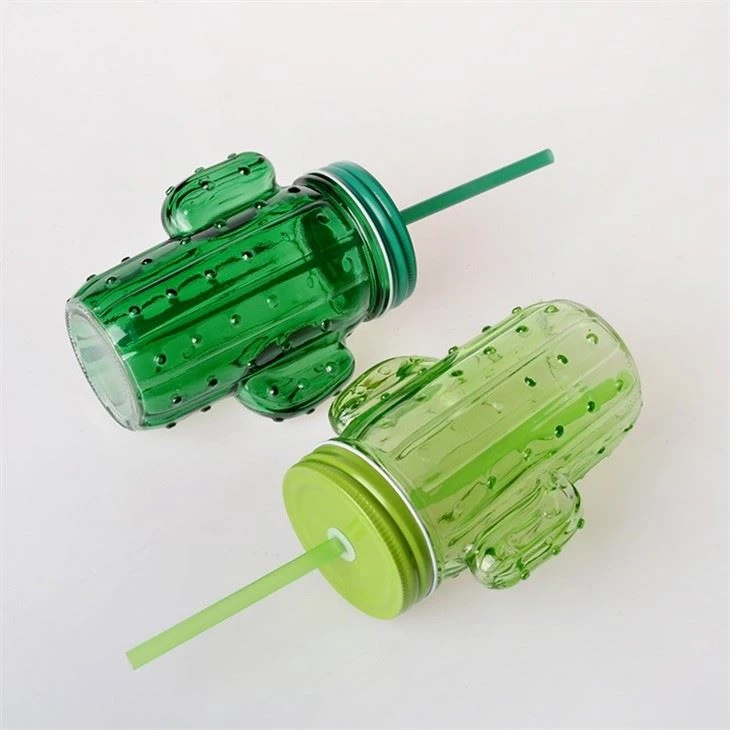 Drinking Jar Glasses With Lid Glass Cactus Jar