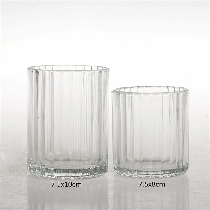 Vertical Stripes Coloured Glass Candle Holders