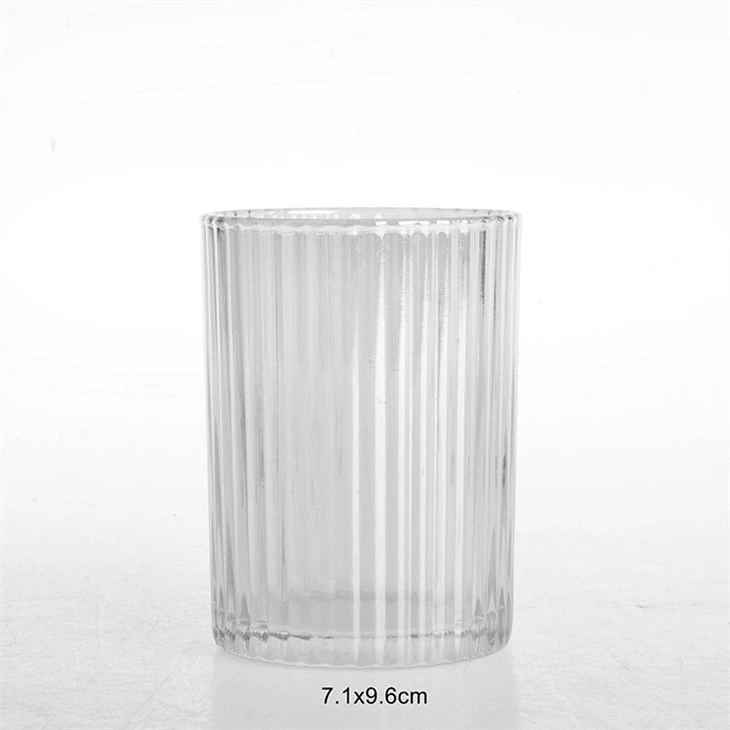 Vertical Stripes Coloured Glass Candle Holders