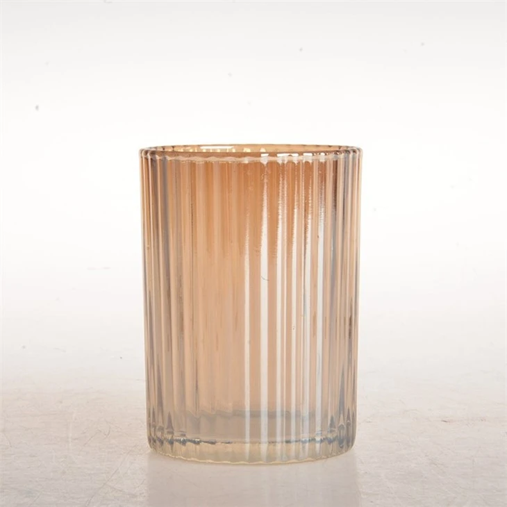Vertical Stripes Coloured Glass Candle Holders