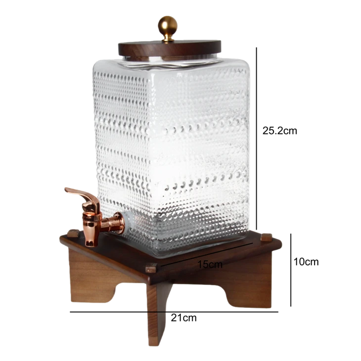Square Glass Dispenser With Wood Accents factory